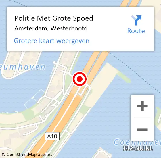 Locatie op kaart van de 112 melding: Politie Met Grote Spoed Naar Amsterdam, Westerhoofd op 6 september 2024 17:45