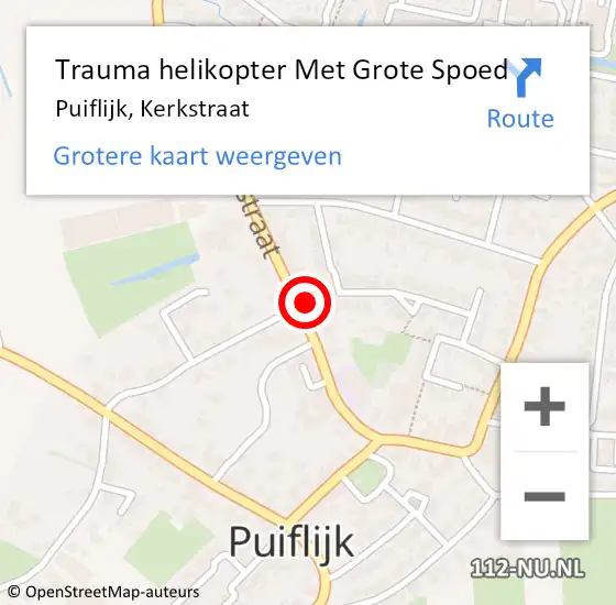 Locatie op kaart van de 112 melding: Trauma helikopter Met Grote Spoed Naar Puiflijk, Kerkstraat op 6 september 2024 17:48