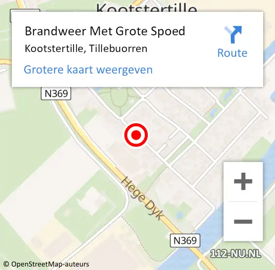 Locatie op kaart van de 112 melding: Brandweer Met Grote Spoed Naar Kootstertille, Tillebuorren op 6 september 2024 18:00