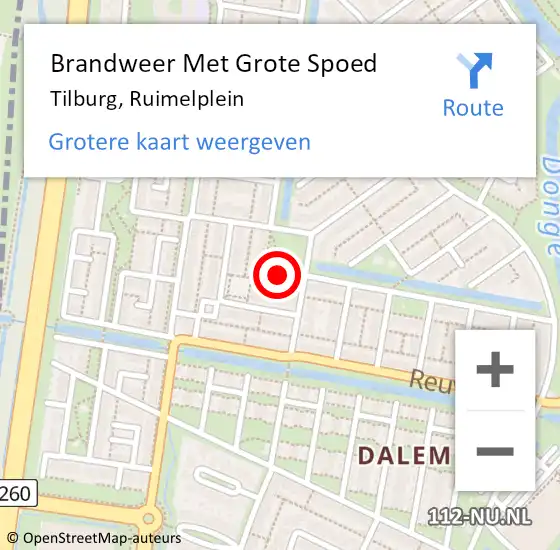 Locatie op kaart van de 112 melding: Brandweer Met Grote Spoed Naar Tilburg, Ruimelplein op 6 september 2024 18:50