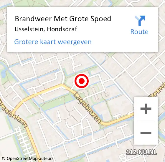 Locatie op kaart van de 112 melding: Brandweer Met Grote Spoed Naar IJsselstein, Hondsdraf op 6 september 2024 18:50