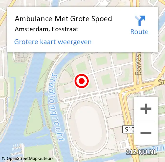 Locatie op kaart van de 112 melding: Ambulance Met Grote Spoed Naar Amsterdam, Eosstraat op 6 september 2024 19:04