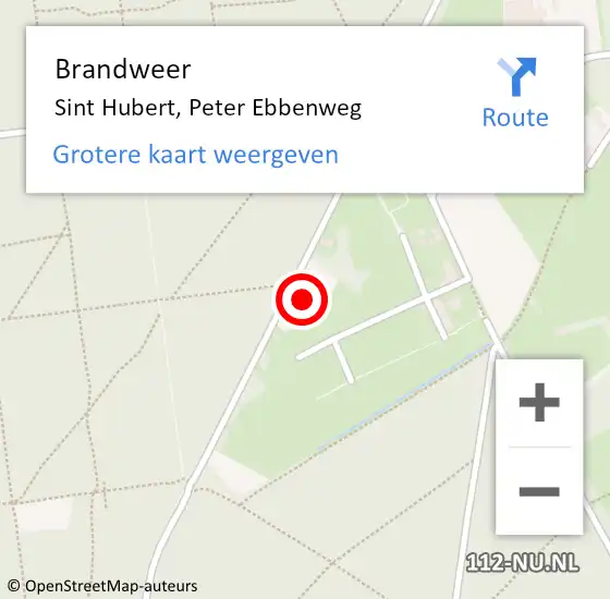 Locatie op kaart van de 112 melding: Brandweer Sint Hubert, Peter Ebbenweg op 6 september 2024 19:11