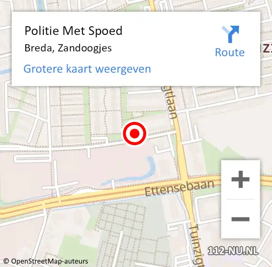 Locatie op kaart van de 112 melding: Politie Met Spoed Naar Breda, Zandoogjes op 6 september 2024 19:29