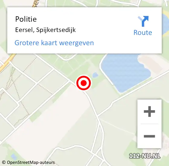 Locatie op kaart van de 112 melding: Politie Eersel, Spijkertsedijk op 6 september 2024 19:30