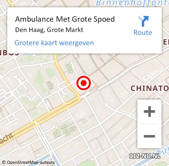 Locatie op kaart van de 112 melding: Ambulance Met Grote Spoed Naar Den Haag, Grote Markt op 6 september 2024 19:35