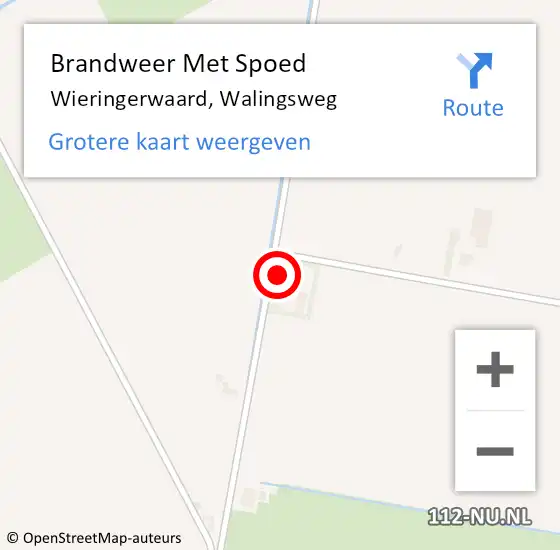 Locatie op kaart van de 112 melding: Brandweer Met Spoed Naar Wieringerwaard, Walingsweg op 6 september 2024 19:43