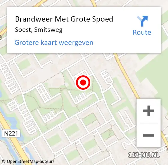 Locatie op kaart van de 112 melding: Brandweer Met Grote Spoed Naar Soest, Smitsweg op 6 september 2024 19:48