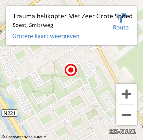 Locatie op kaart van de 112 melding: Trauma helikopter Met Zeer Grote Spoed Naar Soest, Smitsweg op 6 september 2024 19:50