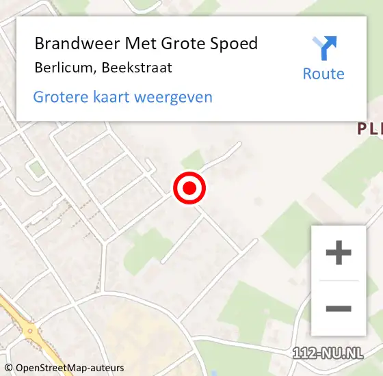 Locatie op kaart van de 112 melding: Brandweer Met Grote Spoed Naar Berlicum, Beekstraat op 6 september 2024 20:04