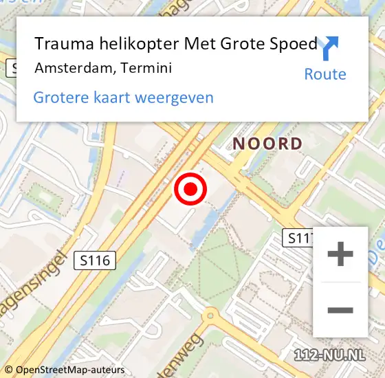 Locatie op kaart van de 112 melding: Trauma helikopter Met Grote Spoed Naar Amsterdam, Termini op 6 september 2024 20:07