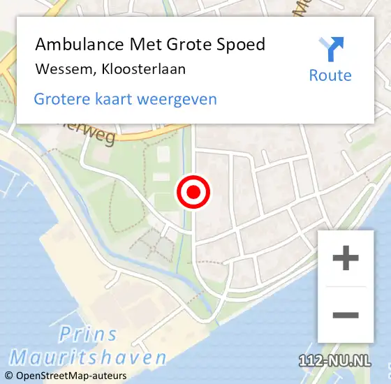 Locatie op kaart van de 112 melding: Ambulance Met Grote Spoed Naar Wessem, Kloosterlaan op 19 oktober 2014 08:20