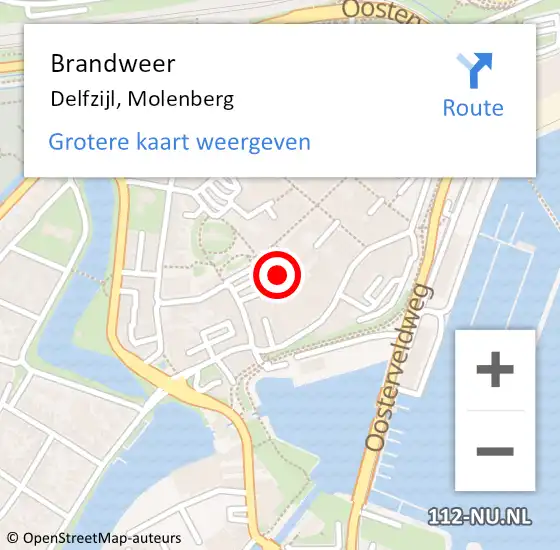 Locatie op kaart van de 112 melding: Brandweer Delfzijl, Molenberg op 6 september 2024 20:31