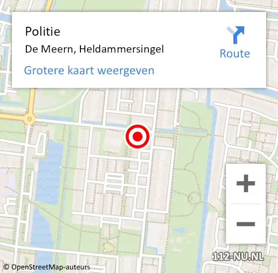 Locatie op kaart van de 112 melding: Politie De Meern, Heldammersingel op 6 september 2024 20:48