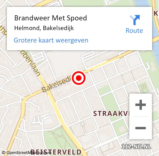 Locatie op kaart van de 112 melding: Brandweer Met Spoed Naar Helmond, Bakelsedijk op 6 september 2024 20:49