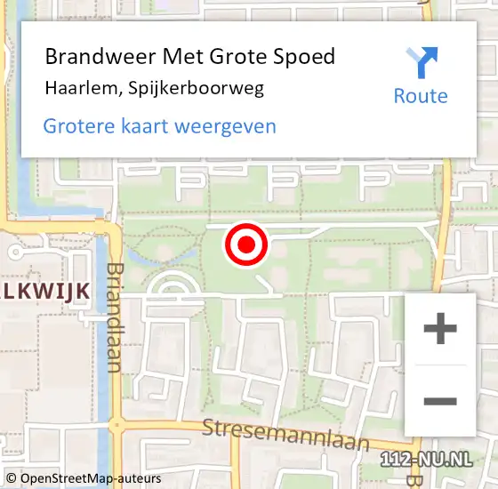 Locatie op kaart van de 112 melding: Brandweer Met Grote Spoed Naar Haarlem, Spijkerboorweg op 6 september 2024 21:00