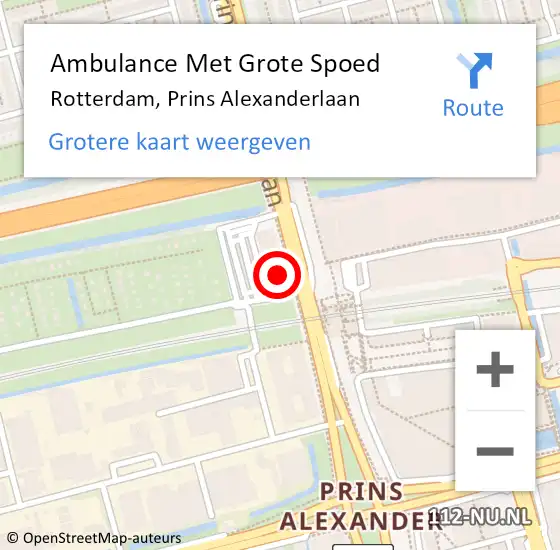 Locatie op kaart van de 112 melding: Ambulance Met Grote Spoed Naar Rotterdam, Prins Alexanderlaan op 6 september 2024 21:03