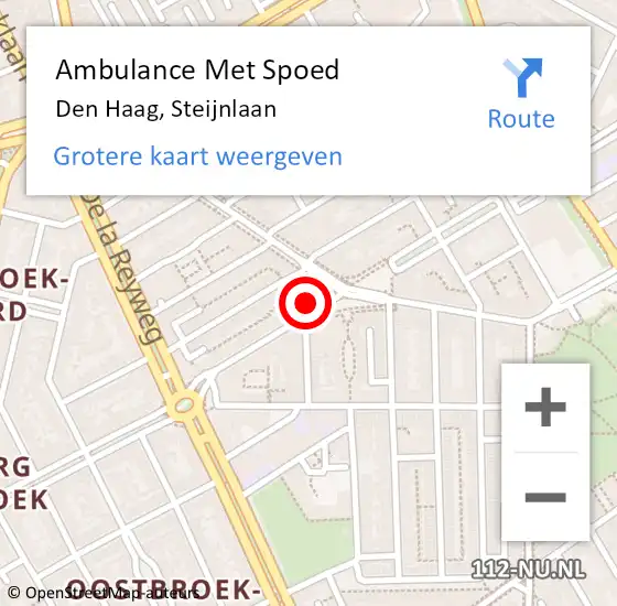 Locatie op kaart van de 112 melding: Ambulance Met Spoed Naar Den Haag, Steijnlaan op 6 september 2024 21:05