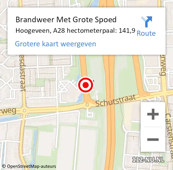 Locatie op kaart van de 112 melding: Brandweer Met Grote Spoed Naar Hoogeveen, A28 hectometerpaal: 141,9 op 6 september 2024 21:09