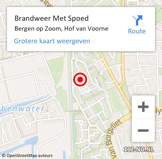 Locatie op kaart van de 112 melding: Brandweer Met Spoed Naar Bergen op Zoom, Hof van Voorne op 6 september 2024 21:15