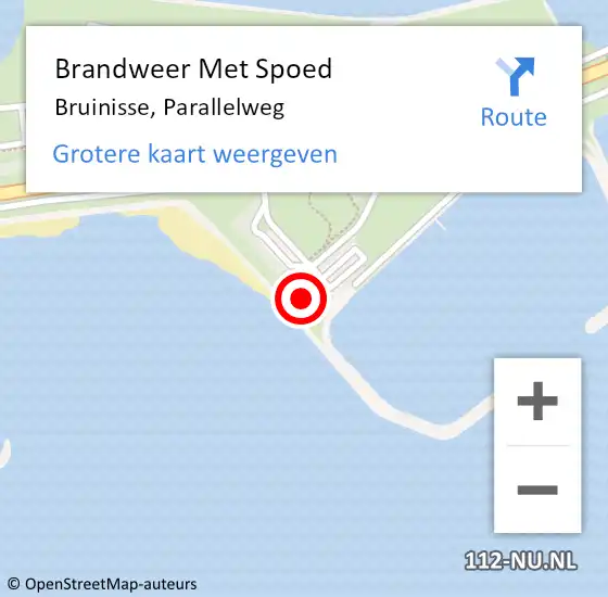 Locatie op kaart van de 112 melding: Brandweer Met Spoed Naar Veere, Parallelweg op 6 september 2024 21:17