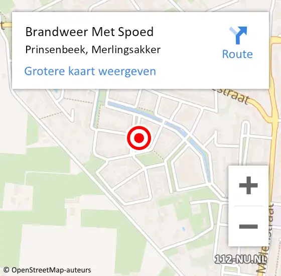 Locatie op kaart van de 112 melding: Brandweer Met Spoed Naar Prinsenbeek, Merlingsakker op 6 september 2024 21:44