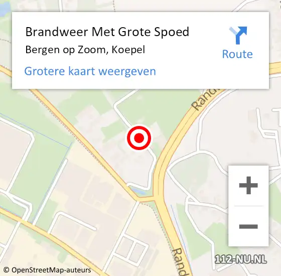 Locatie op kaart van de 112 melding: Brandweer Met Grote Spoed Naar Bergen op Zoom, Koepel op 6 september 2024 21:49