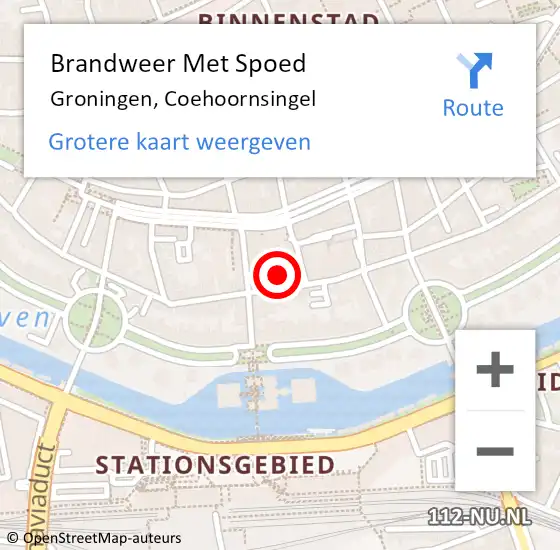 Locatie op kaart van de 112 melding: Brandweer Met Spoed Naar Groningen, Coehoornsingel op 6 september 2024 21:49