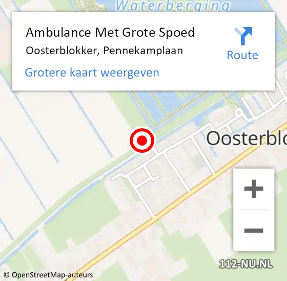 Locatie op kaart van de 112 melding: Ambulance Met Grote Spoed Naar Oosterblokker, Pennekamplaan op 6 september 2024 21:55