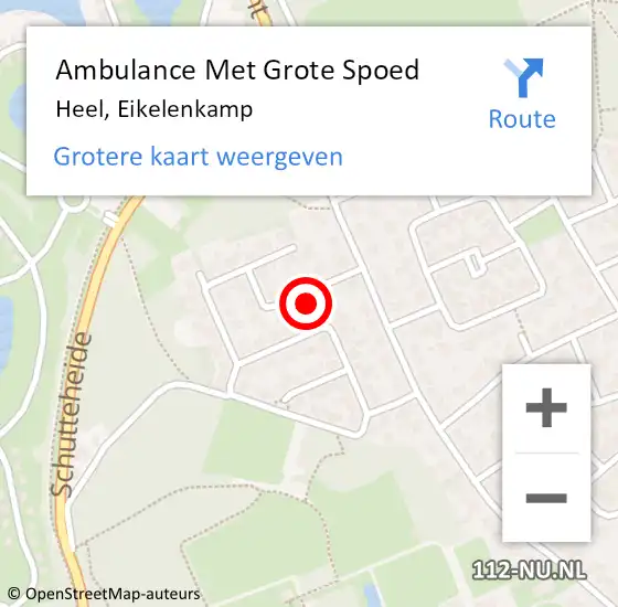 Locatie op kaart van de 112 melding: Ambulance Met Grote Spoed Naar Heel, Eikelenkamp op 6 september 2024 22:07