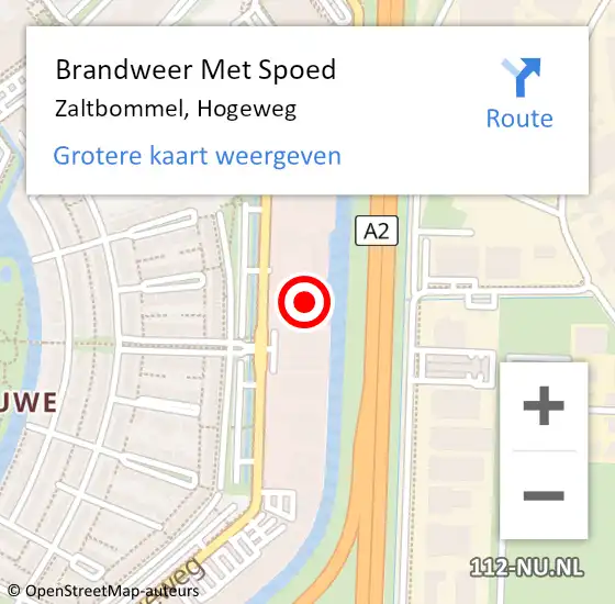 Locatie op kaart van de 112 melding: Brandweer Met Spoed Naar Zaltbommel, Hogeweg op 6 september 2024 22:07