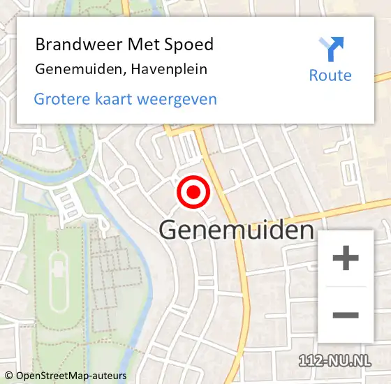 Locatie op kaart van de 112 melding: Brandweer Met Spoed Naar Genemuiden, Havenplein op 6 september 2024 22:09