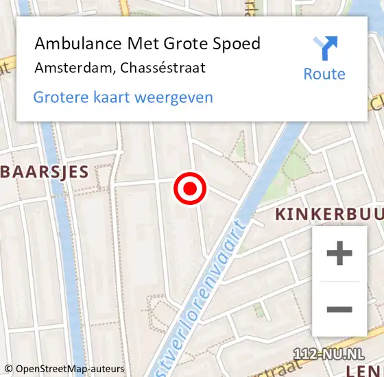 Locatie op kaart van de 112 melding: Ambulance Met Grote Spoed Naar Amsterdam, Chasséstraat op 6 september 2024 22:20