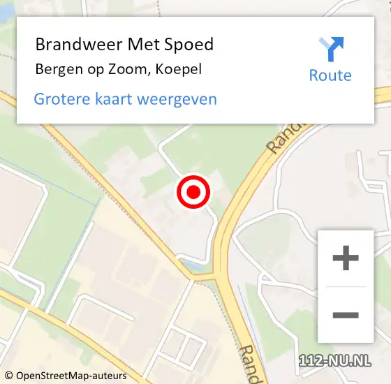 Locatie op kaart van de 112 melding: Brandweer Met Spoed Naar Bergen op Zoom, Koepel op 6 september 2024 22:20