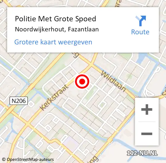 Locatie op kaart van de 112 melding: Politie Met Grote Spoed Naar Noordwijkerhout, Fazantlaan op 6 september 2024 22:26