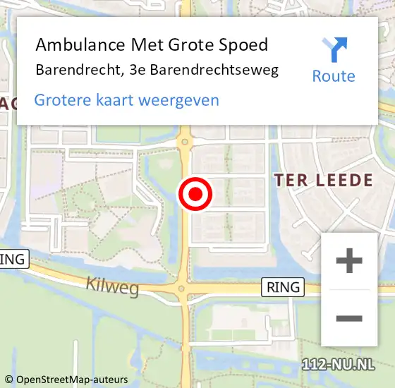 Locatie op kaart van de 112 melding: Ambulance Met Grote Spoed Naar Barendrecht, 3e Barendrechtseweg op 6 september 2024 22:31