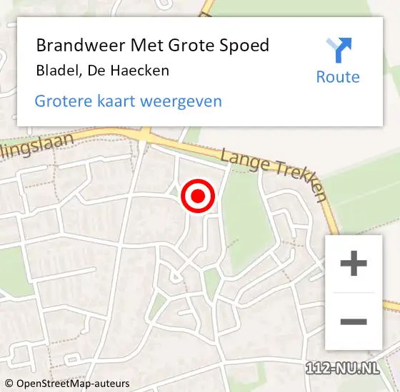 Locatie op kaart van de 112 melding: Brandweer Met Grote Spoed Naar Bladel, De Haecken op 6 september 2024 22:54