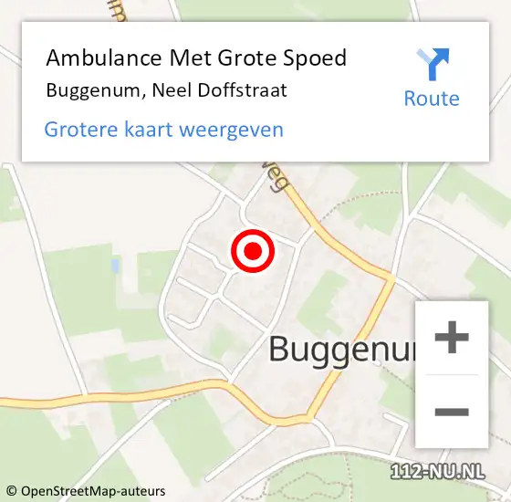 Locatie op kaart van de 112 melding: Ambulance Met Grote Spoed Naar Buggenum, Neel Doffstraat op 19 oktober 2014 08:49