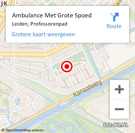 Locatie op kaart van de 112 melding: Ambulance Met Grote Spoed Naar Leiden, Professorenpad op 6 september 2024 23:35