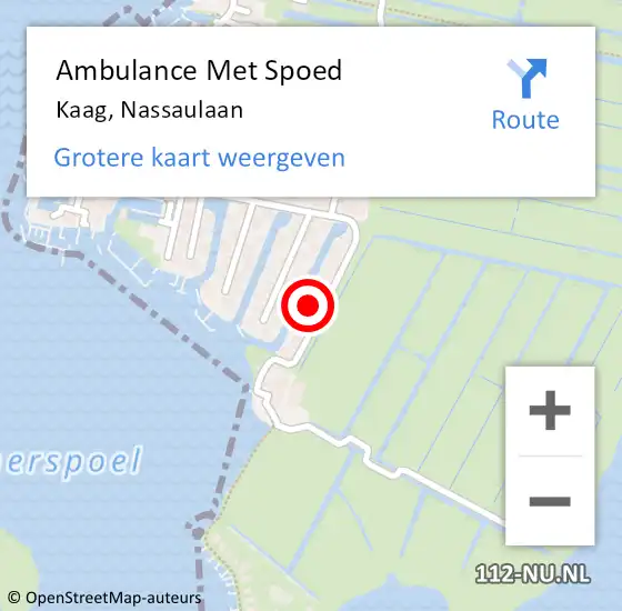 Locatie op kaart van de 112 melding: Ambulance Met Spoed Naar Kaag, Nassaulaan op 6 september 2024 23:45