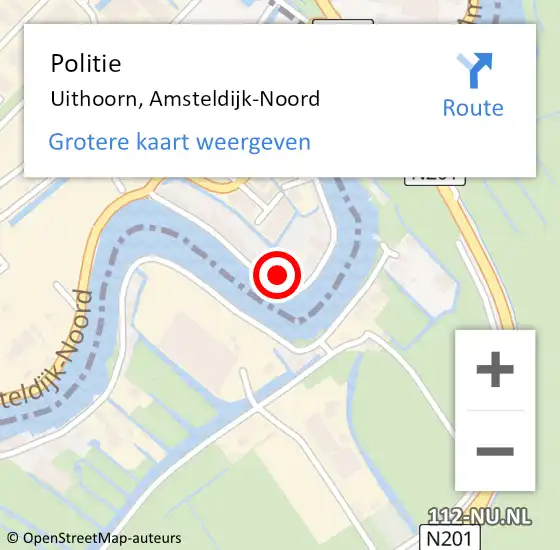 Locatie op kaart van de 112 melding: Politie Uithoorn, Amsteldijk-Noord op 6 september 2024 23:53