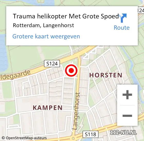 Locatie op kaart van de 112 melding: Trauma helikopter Met Grote Spoed Naar Rotterdam, Langenhorst op 6 september 2024 23:54