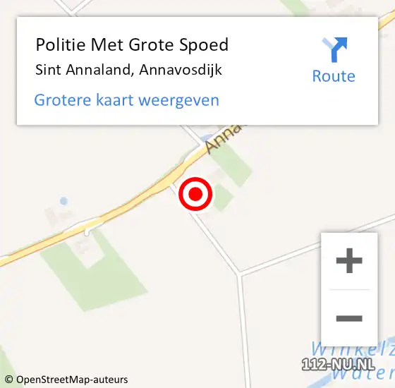 Locatie op kaart van de 112 melding: Politie Met Grote Spoed Naar Sint Annaland, Annavosdijk op 7 september 2024 00:11