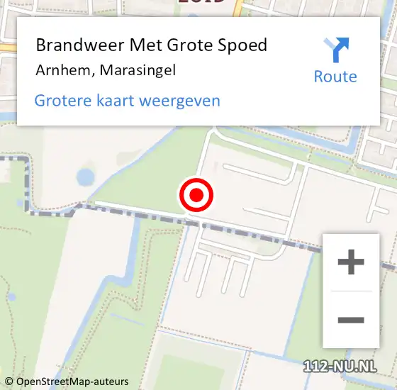 Locatie op kaart van de 112 melding: Brandweer Met Grote Spoed Naar Arnhem, Marasingel op 7 september 2024 00:13