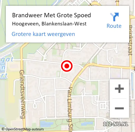 Locatie op kaart van de 112 melding: Brandweer Met Grote Spoed Naar Hoogeveen, Blankenslaan-West op 7 september 2024 00:26