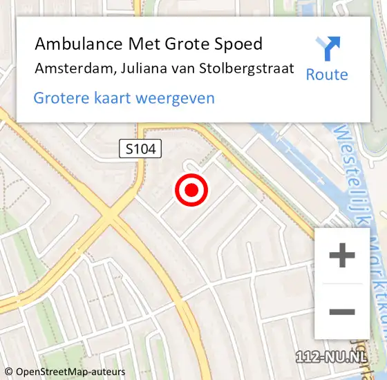 Locatie op kaart van de 112 melding: Ambulance Met Grote Spoed Naar Amsterdam, Juliana van Stolbergstraat op 7 september 2024 00:28