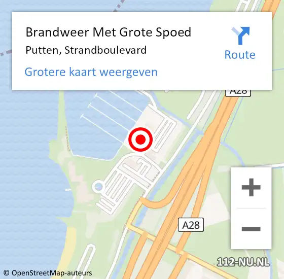 Locatie op kaart van de 112 melding: Brandweer Met Grote Spoed Naar Putten, Strandboulevard op 7 september 2024 00:38