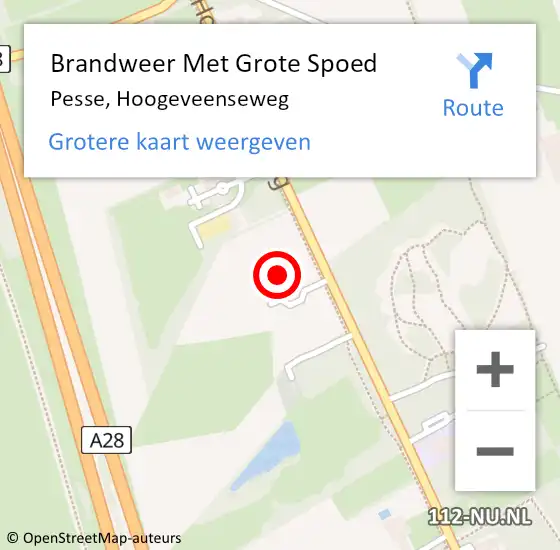 Locatie op kaart van de 112 melding: Brandweer Met Grote Spoed Naar Pesse, Hoogeveenseweg op 7 september 2024 00:50