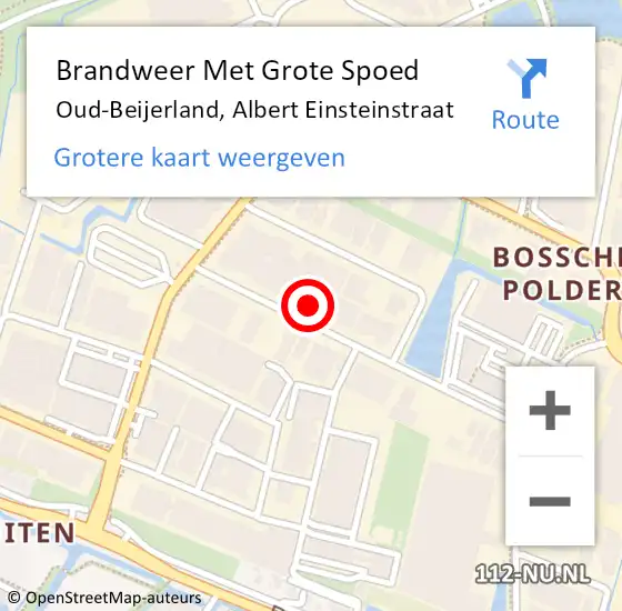 Locatie op kaart van de 112 melding: Brandweer Met Grote Spoed Naar Oud-Beijerland, Albert Einsteinstraat op 7 september 2024 00:57