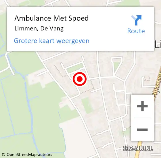 Locatie op kaart van de 112 melding: Ambulance Met Spoed Naar Limmen, De Vang op 7 september 2024 01:07